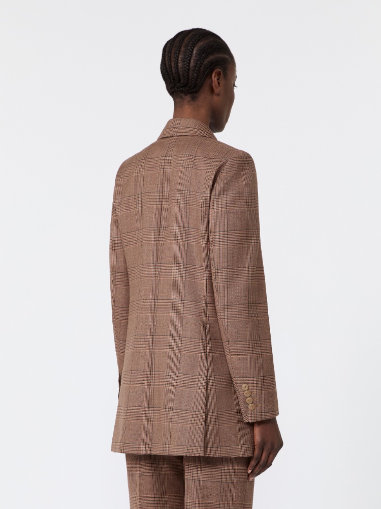 Double-breasted Glen plaid wool blazer - CAMEL - Max Mara - 3