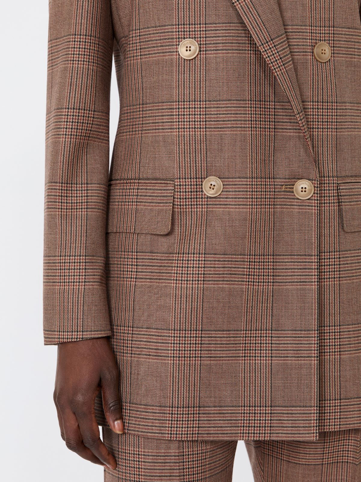 Double-breasted Glen plaid wool blazer - CAMEL - Max Mara - 4