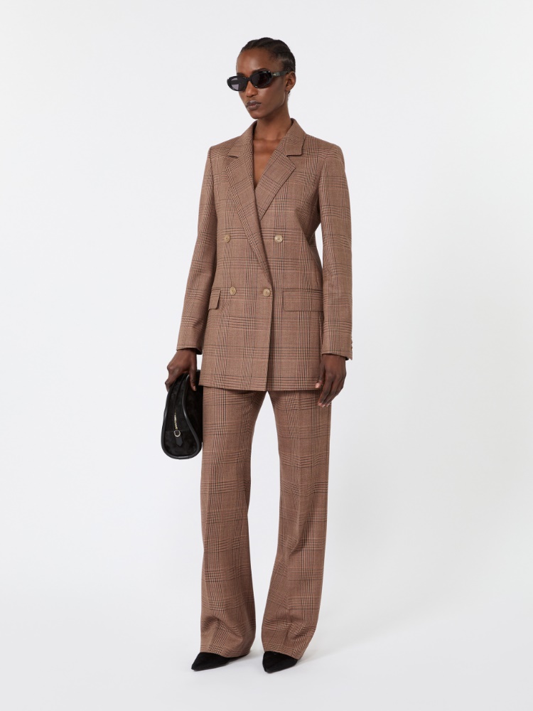 Double-breasted Glen plaid wool blazer - CAMEL - Max Mara