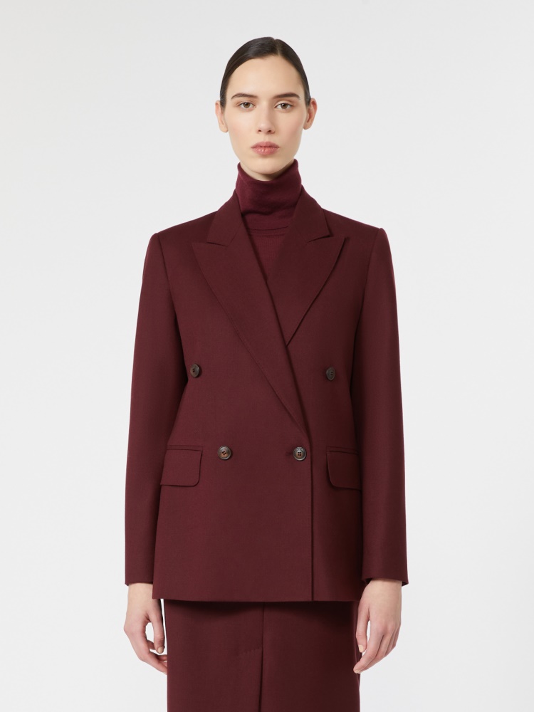 Double-breasted wool flannel blazer - WINE-COLOURED - Max Mara - 2