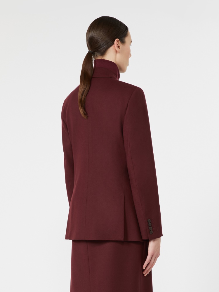 Double-breasted wool flannel blazer - WINE-COLOURED - Max Mara - 3