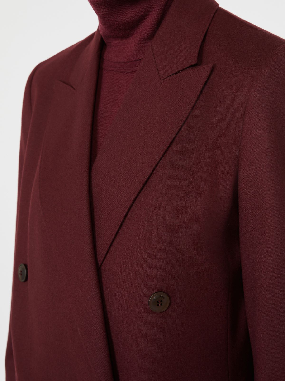 Double-breasted wool flannel blazer - WINE-COLOURED - Max Mara - 4
