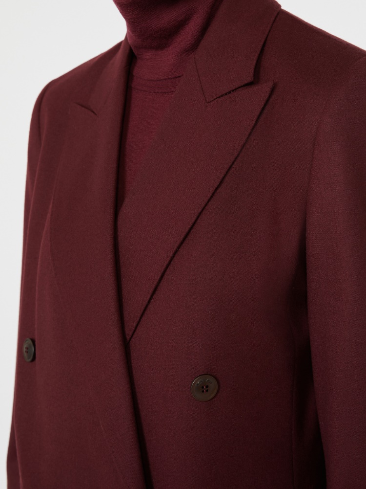 Double-breasted wool flannel blazer - WINE-COLOURED - Max Mara - 4