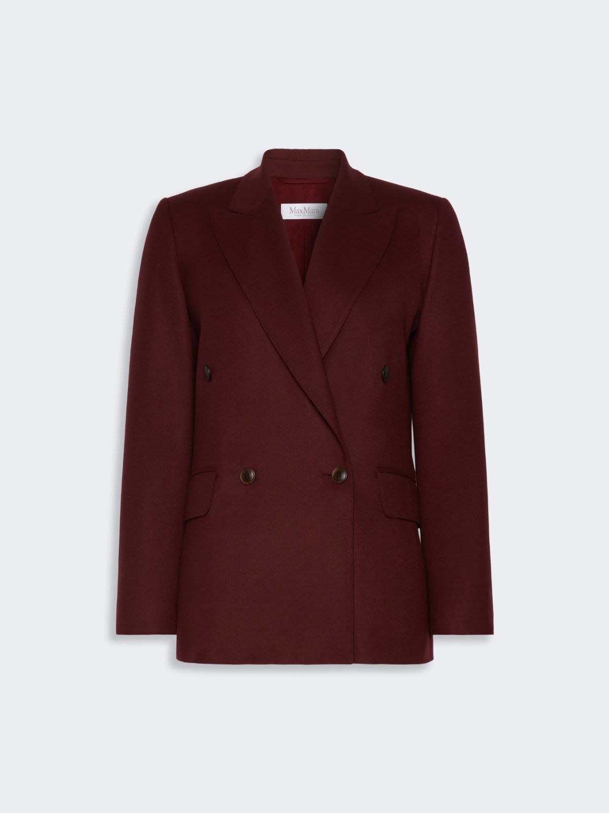 Double-breasted wool flannel blazer - WINE-COLOURED - Max Mara - 5