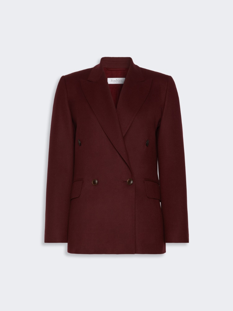 Double-breasted wool flannel blazer - WINE-COLOURED