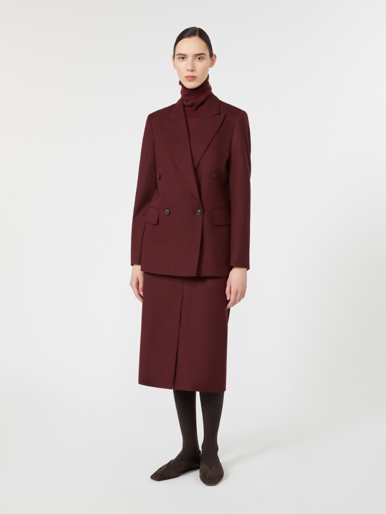 Double-breasted wool flannel blazer - WINE-COLOURED - Max Mara