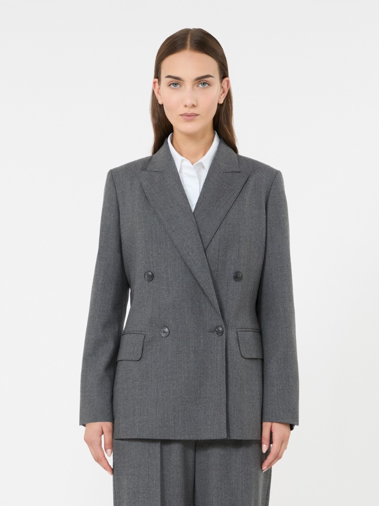 Double-breasted wool flannel blazer - MEDIUM GREY - Max Mara - 2