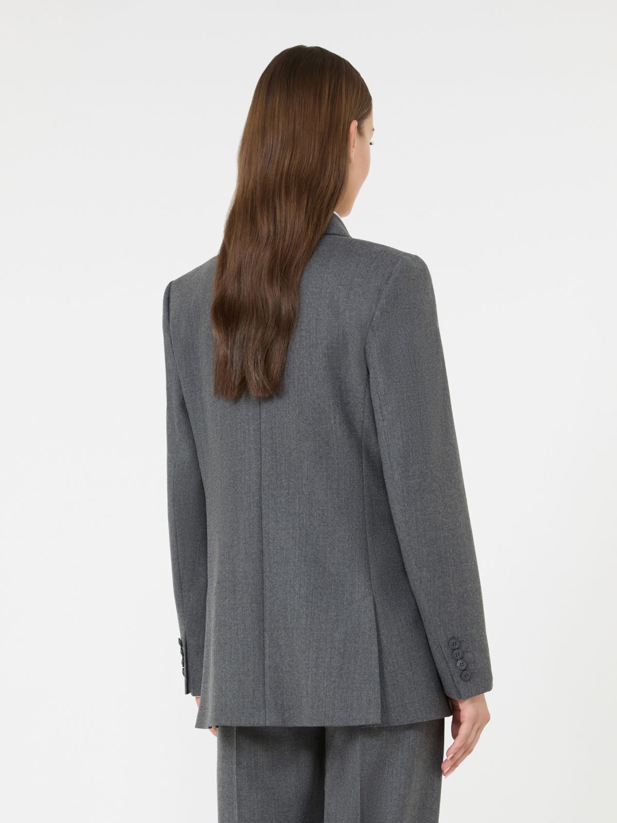 Double-breasted wool flannel blazer - MEDIUM GREY - Max Mara - 3