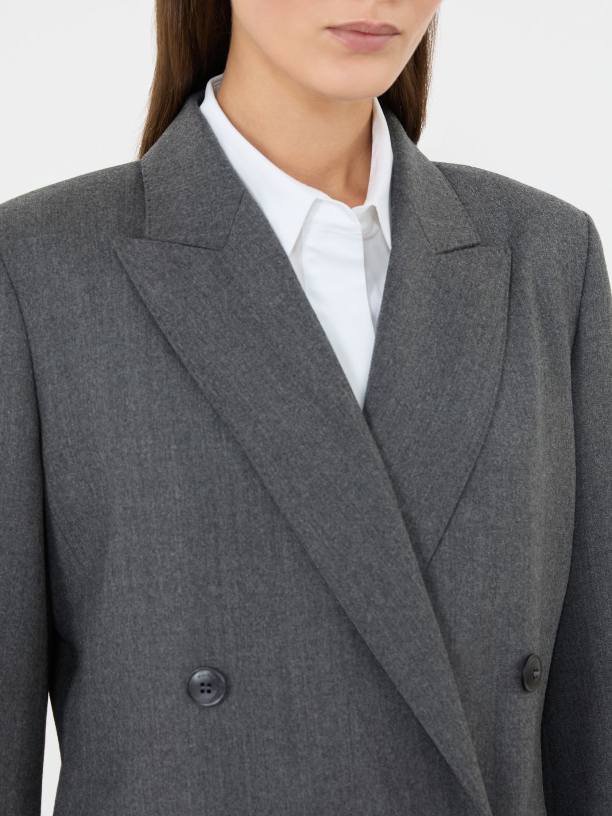 Double-breasted wool flannel blazer - MEDIUM GREY - Max Mara - 4