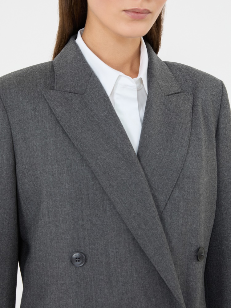 Double-breasted wool flannel blazer - MEDIUM GREY - Max Mara - 4