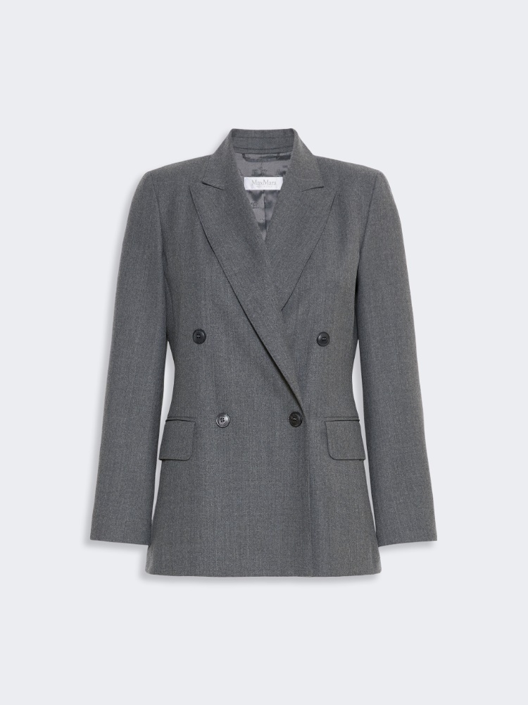 Double-breasted wool flannel blazer - MEDIUM GREY