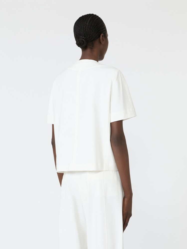 Giacca in tela di cotone stretch - BIANCO - 3