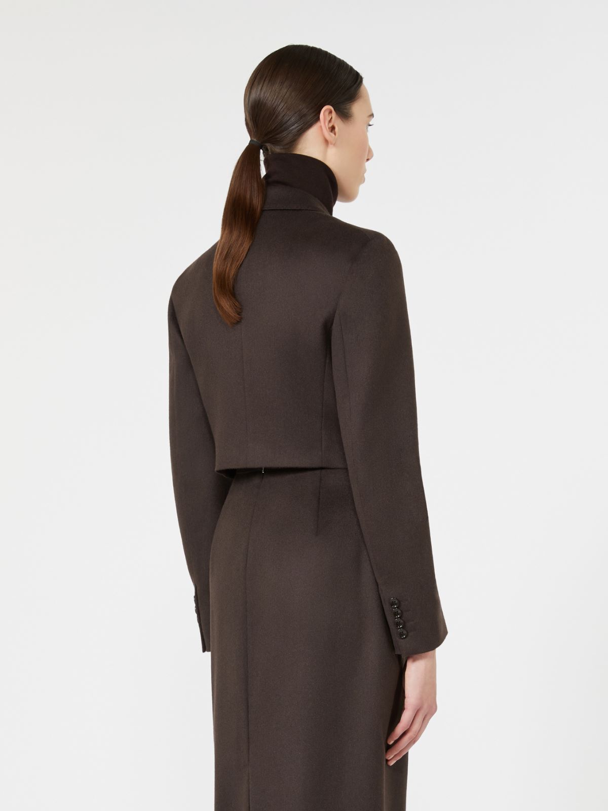 Cropped light camel jacket - BRUN FONCE - Max Mara - 3
