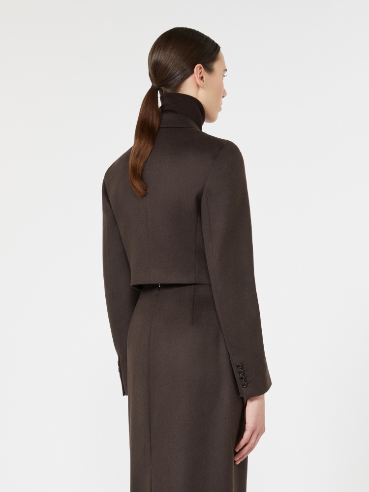 Cropped light camel jacket - BRUN FONCE - Max Mara - 3