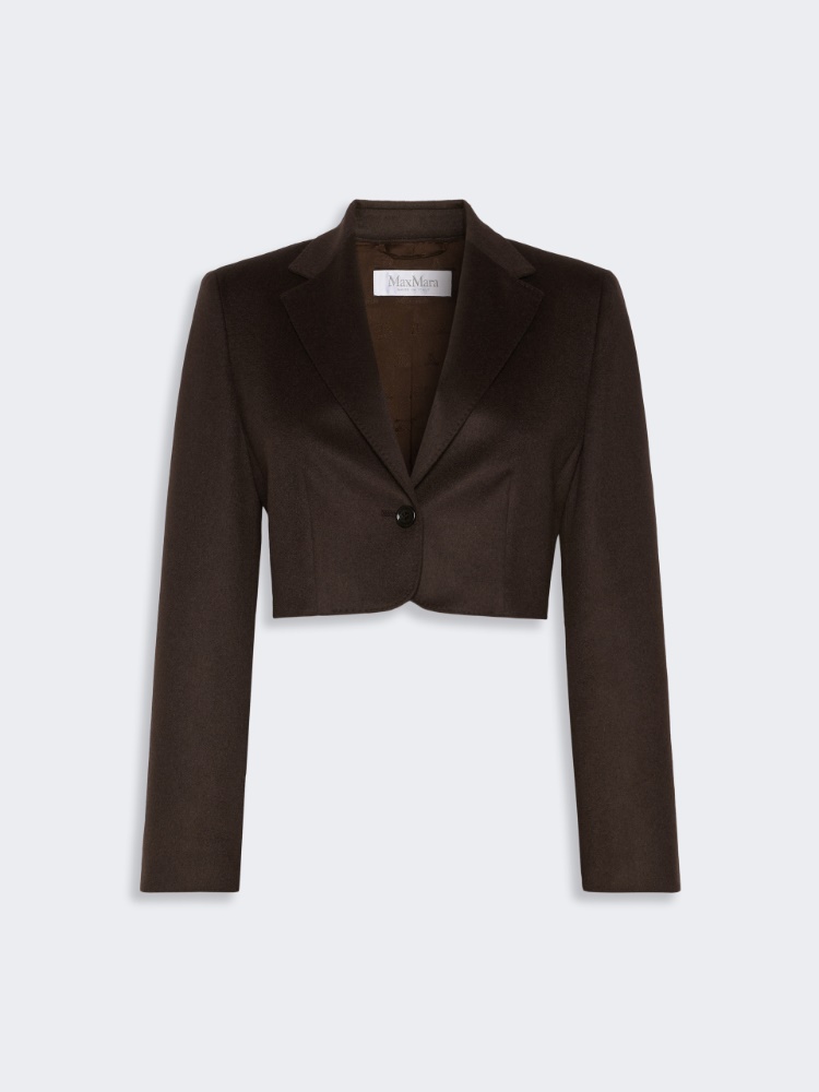 Cropped light camel jacket - BRUN FONCE