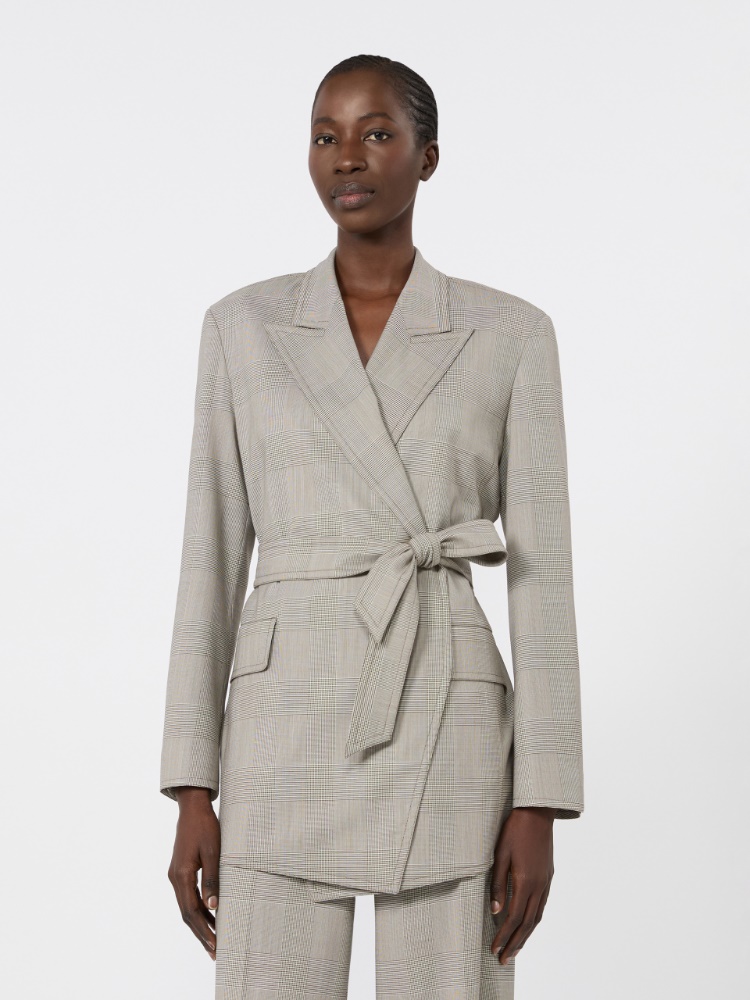 Glen plaid wool robe-inspired coat - OLIVE GREEN - 2