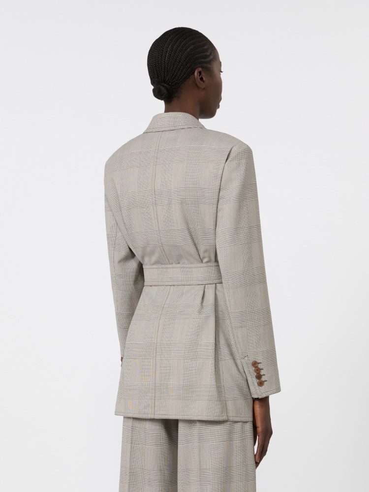 Glen plaid wool robe-inspired coat - OLIVE GREEN - 3