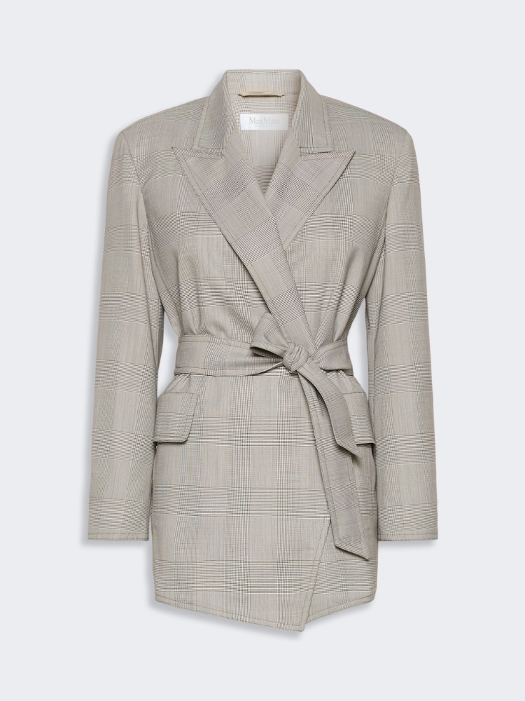 Glen plaid wool robe-inspired coat - OLIVE GREEN - 6