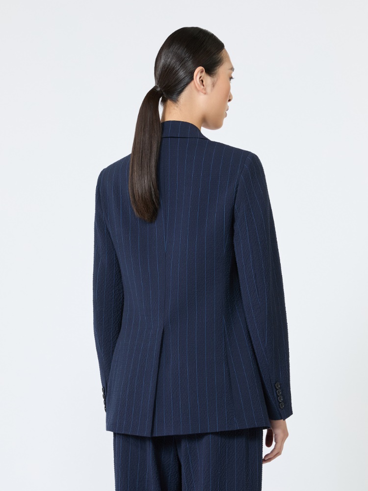 Blazer aus Woll-Seersucker mit Nadelstreifen - ULTRAMARINE - 3