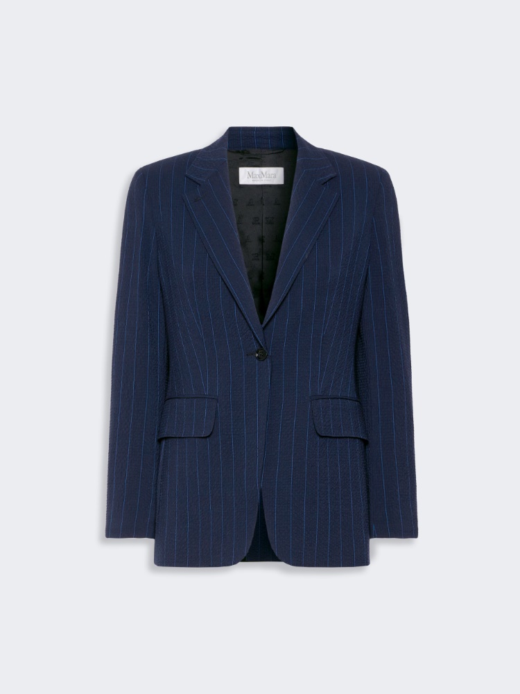Blazer aus Woll-Seersucker mit Nadelstreifen - ULTRAMARINE - 5