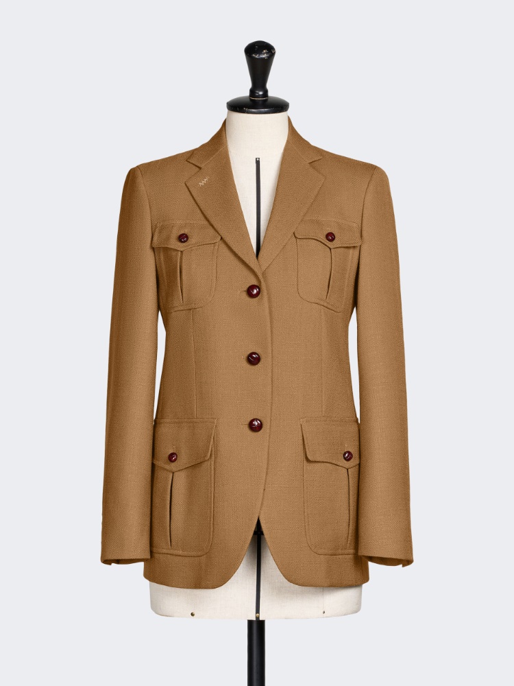 Slub wool canvas jacket - CAMEL