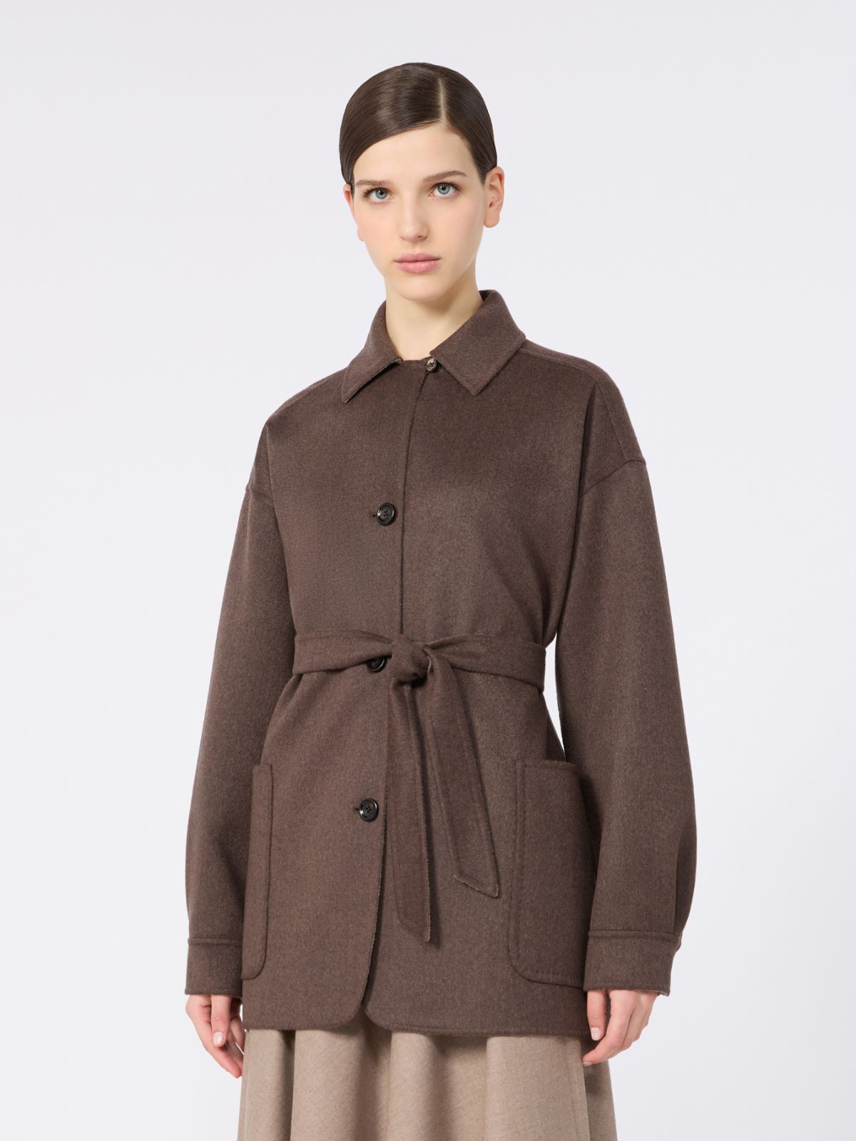 Single-breasted cashmere foule jacket - DUNKELBRAUN - Max Mara - 2