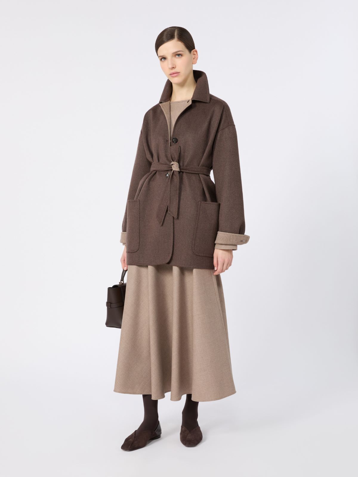 Single-breasted cashmere foule jacket - DUNKELBRAUN - Max Mara
