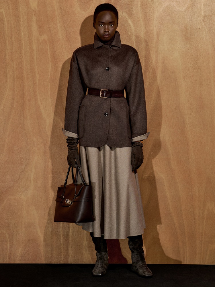 Single-breasted cashmere foule jacket + DUNKELBRAUN - Max Mara