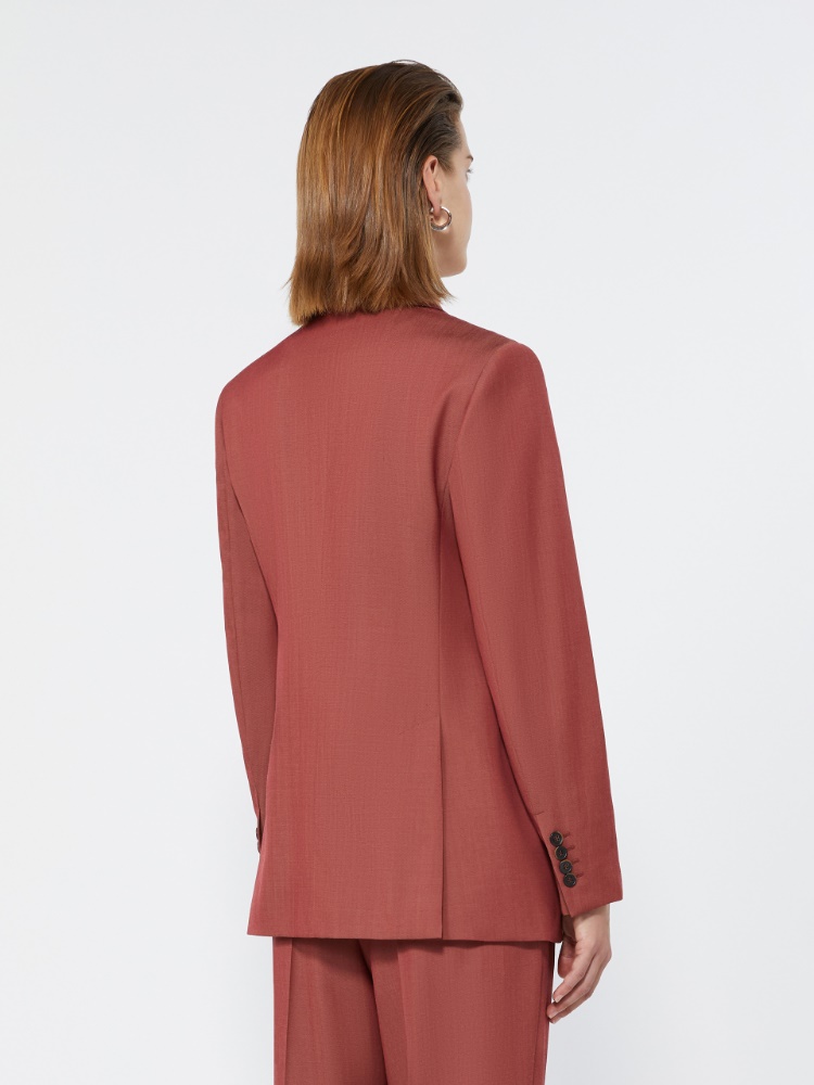 Double-breasted wool gabardine blazer - RED - Max Mara - 3