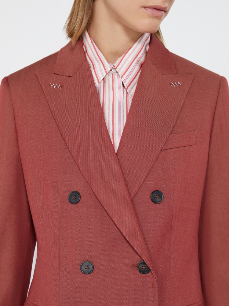 Double-breasted wool gabardine blazer - RED - Max Mara - 4