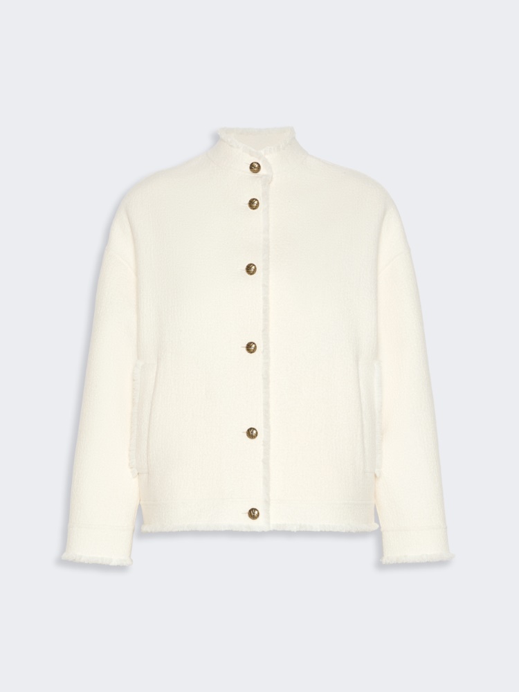 Double jersey wool bomber jacket - WHITE