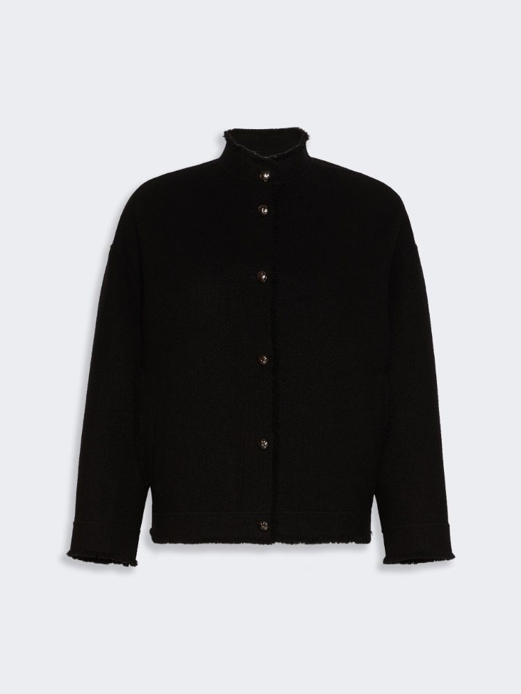 Double jersey wool bomber jacket - BLACK