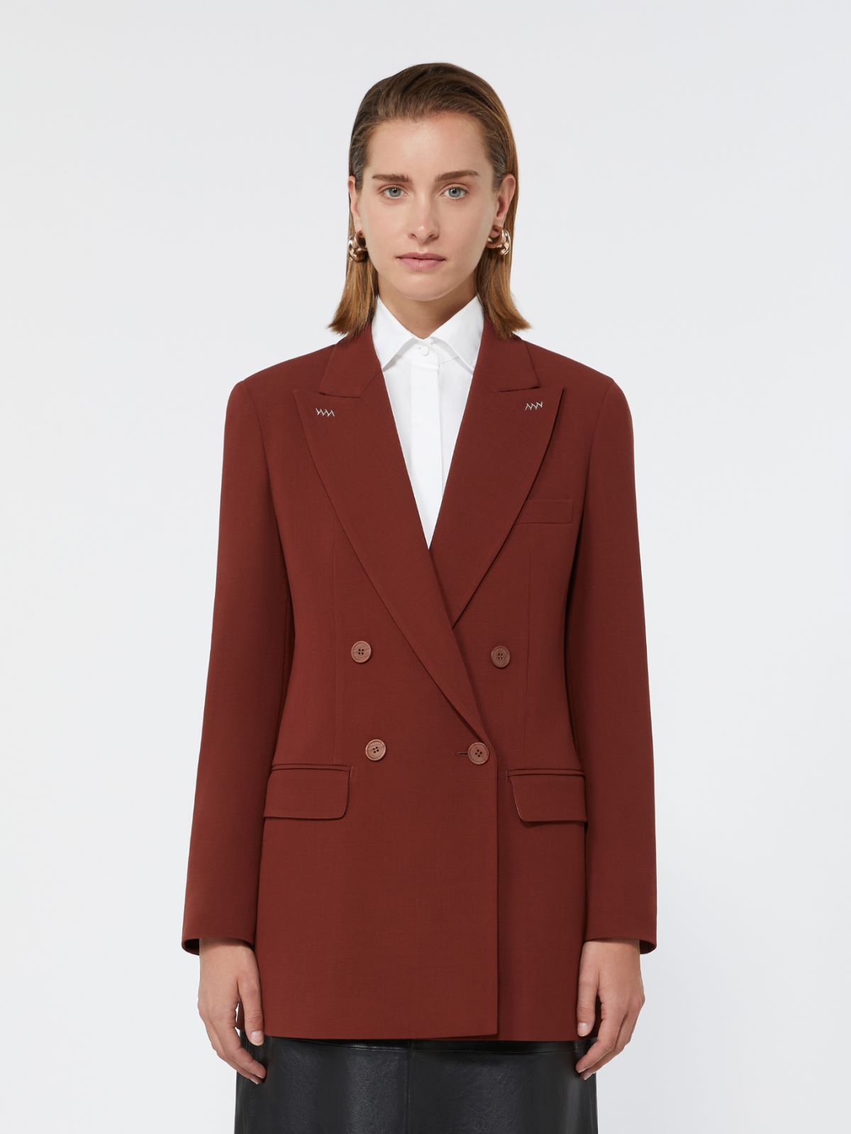 Double-breasted wool cady blazer - BRICK RED - Max Mara - 2