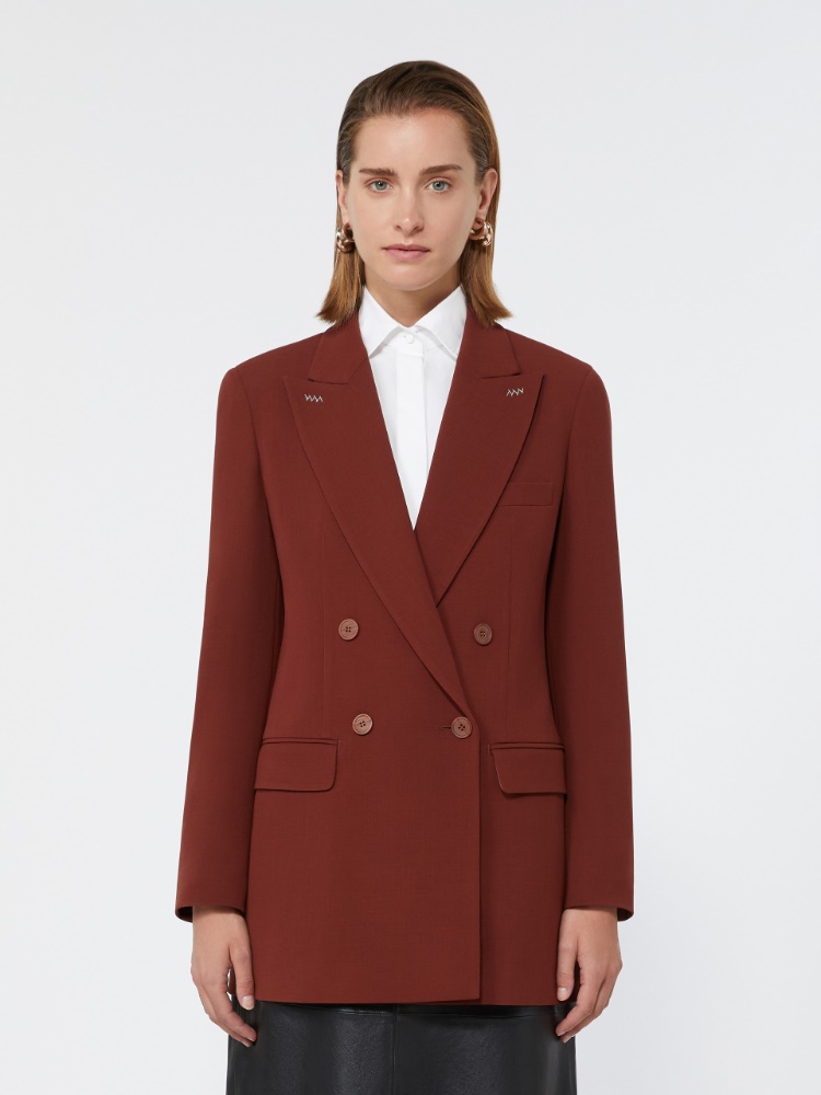 Double-breasted wool cady blazer - BRICK RED - Max Mara - 2