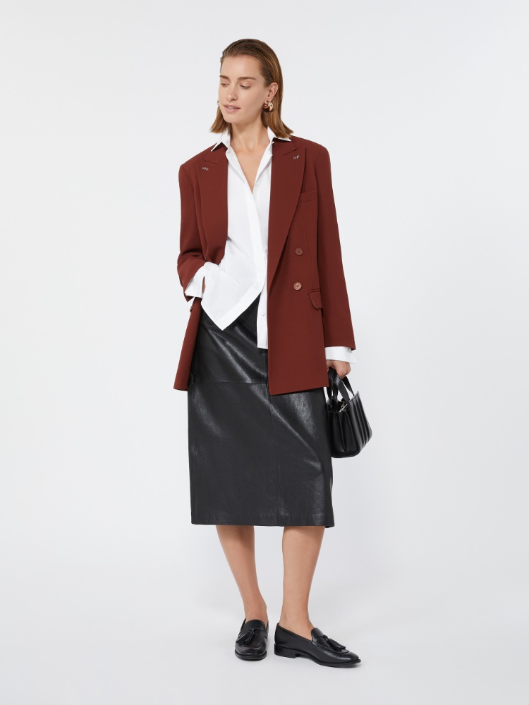 Double-breasted wool cady blazer - BRICK RED - Max Mara - 4