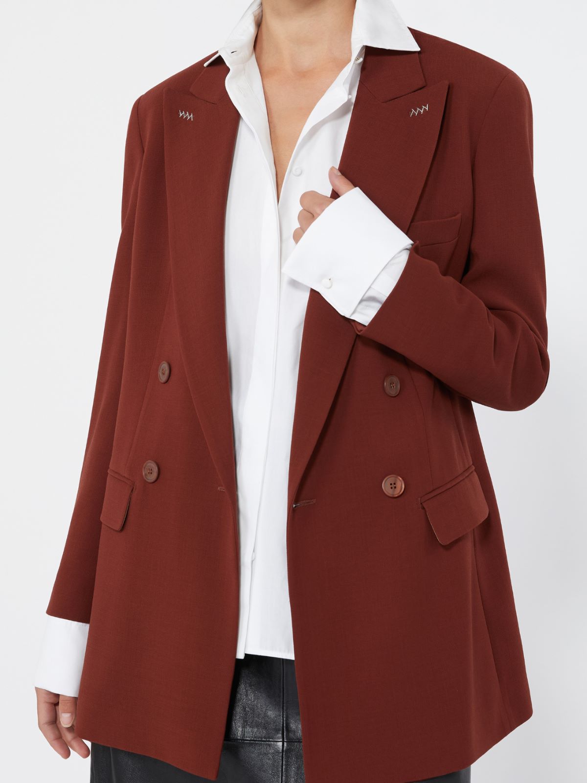 Double-breasted wool cady blazer - BRICK RED - Max Mara - 5