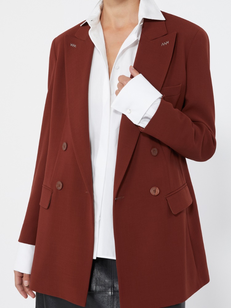 Double-breasted wool cady blazer - BRICK RED - Max Mara - 5