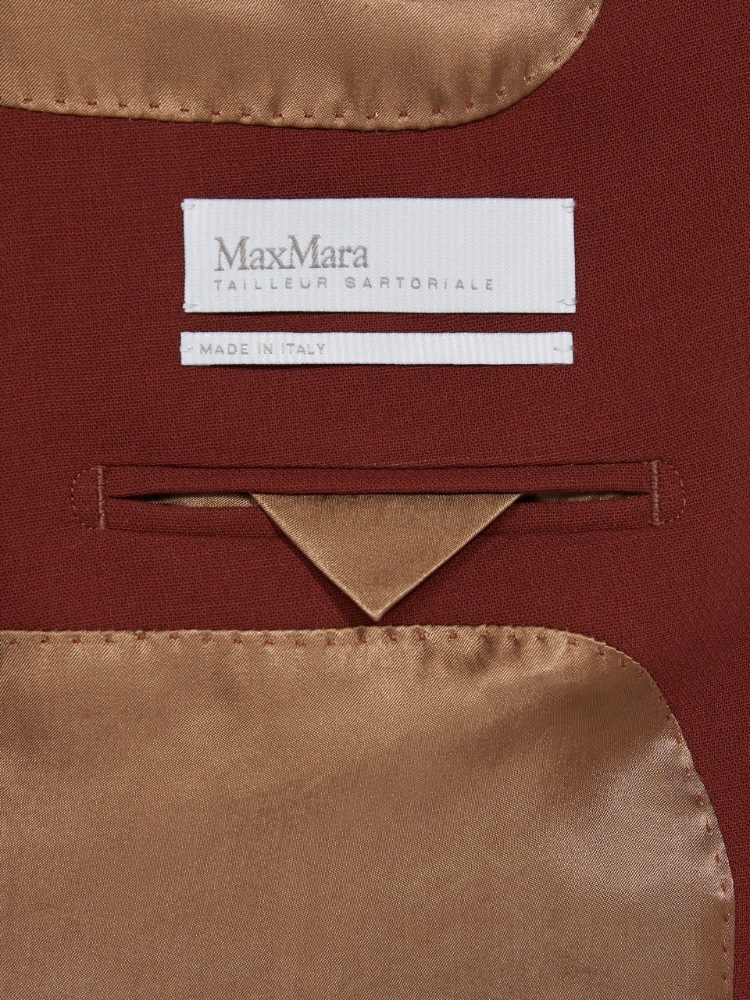 Double-breasted wool cady blazer - BRICK RED
