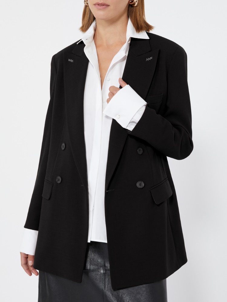 Double-breasted wool cady blazer - BLACK - Max Mara - 4