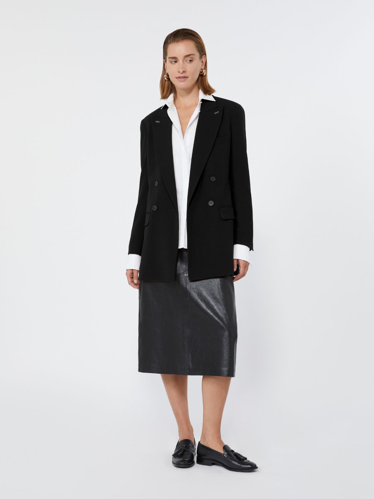 Double-breasted wool cady blazer - BLACK - Max Mara