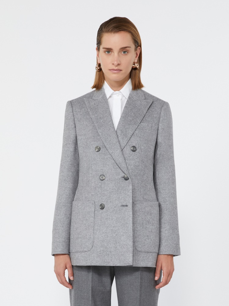 Double-breasted silk and cashmere blazer - LIGHT GREY - Max Mara - 2