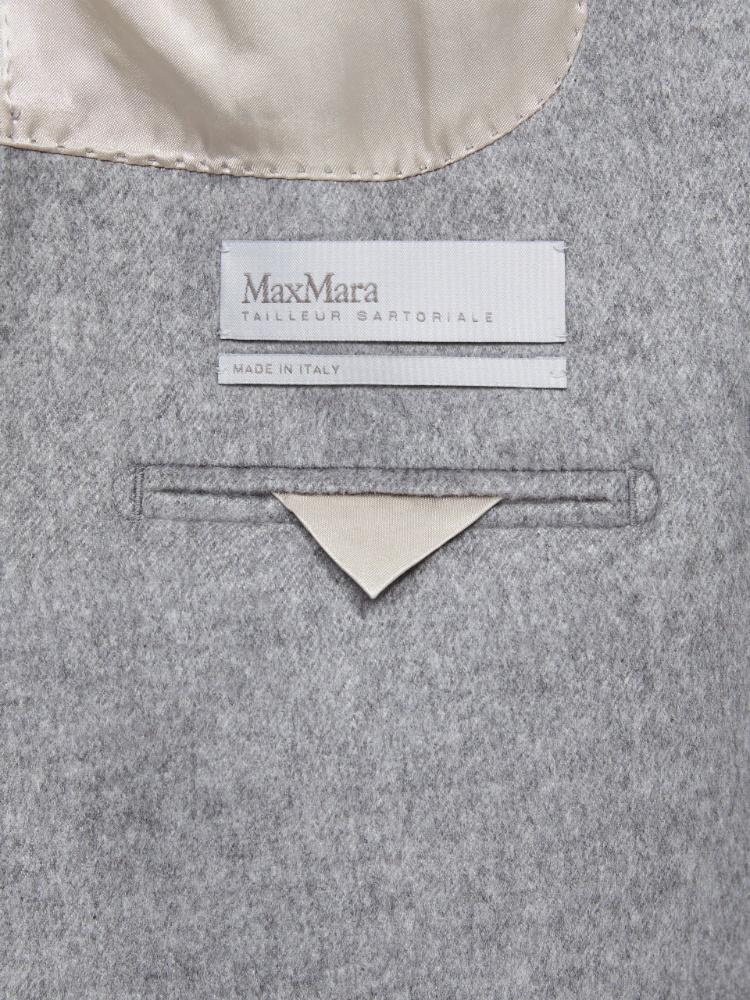 Double-breasted silk and cashmere blazer - LIGHT GREY
