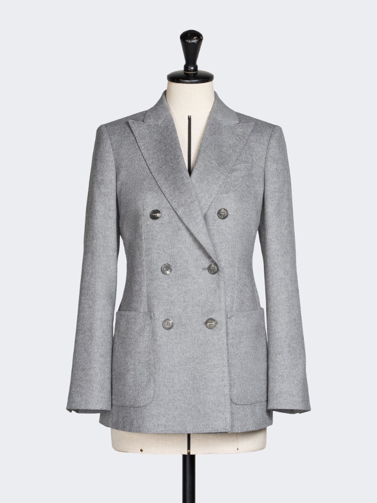 Double-breasted silk and cashmere blazer - LIGHT GREY - Max Mara - 5