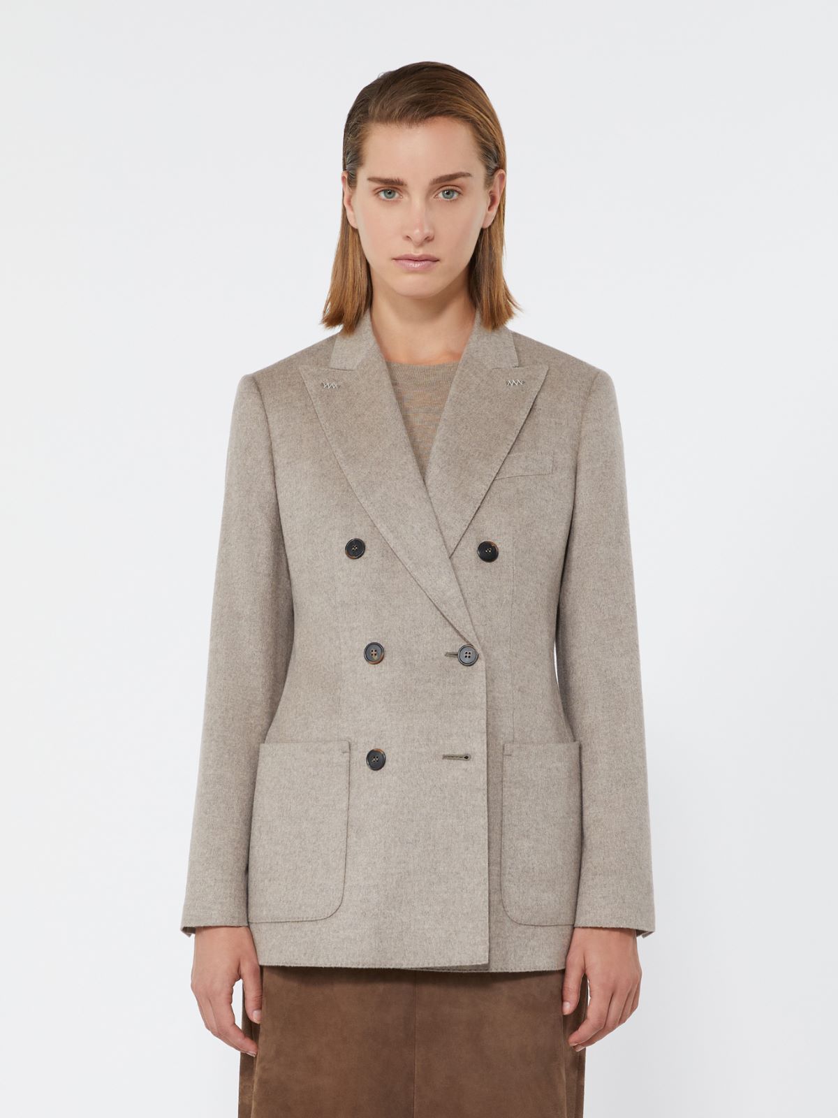 Double-breasted silk and cashmere blazer - SAND - Max Mara - 2