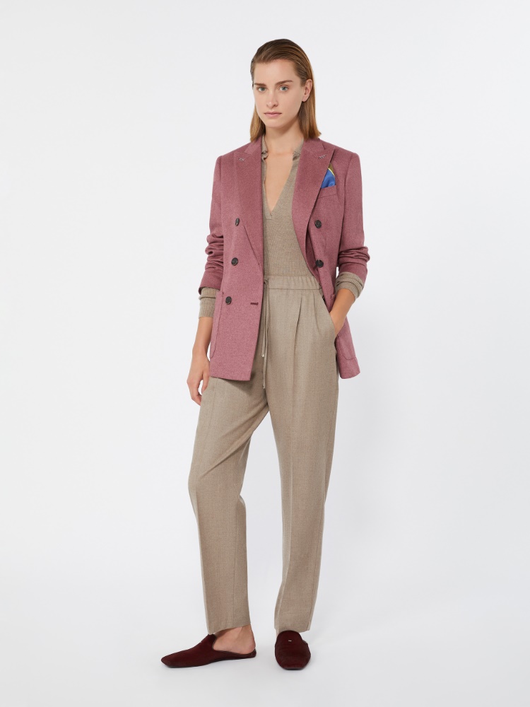 Double-breasted silk and cashmere blazer - PINK