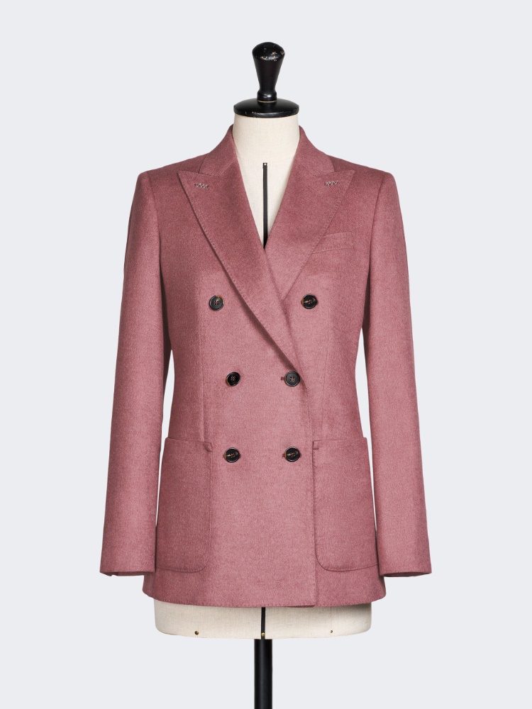 Double-breasted silk and cashmere blazer - PINK