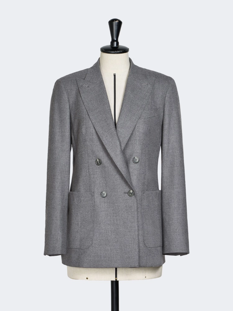 Blazer aus Kaschmirfoulé - MITTELGRAU