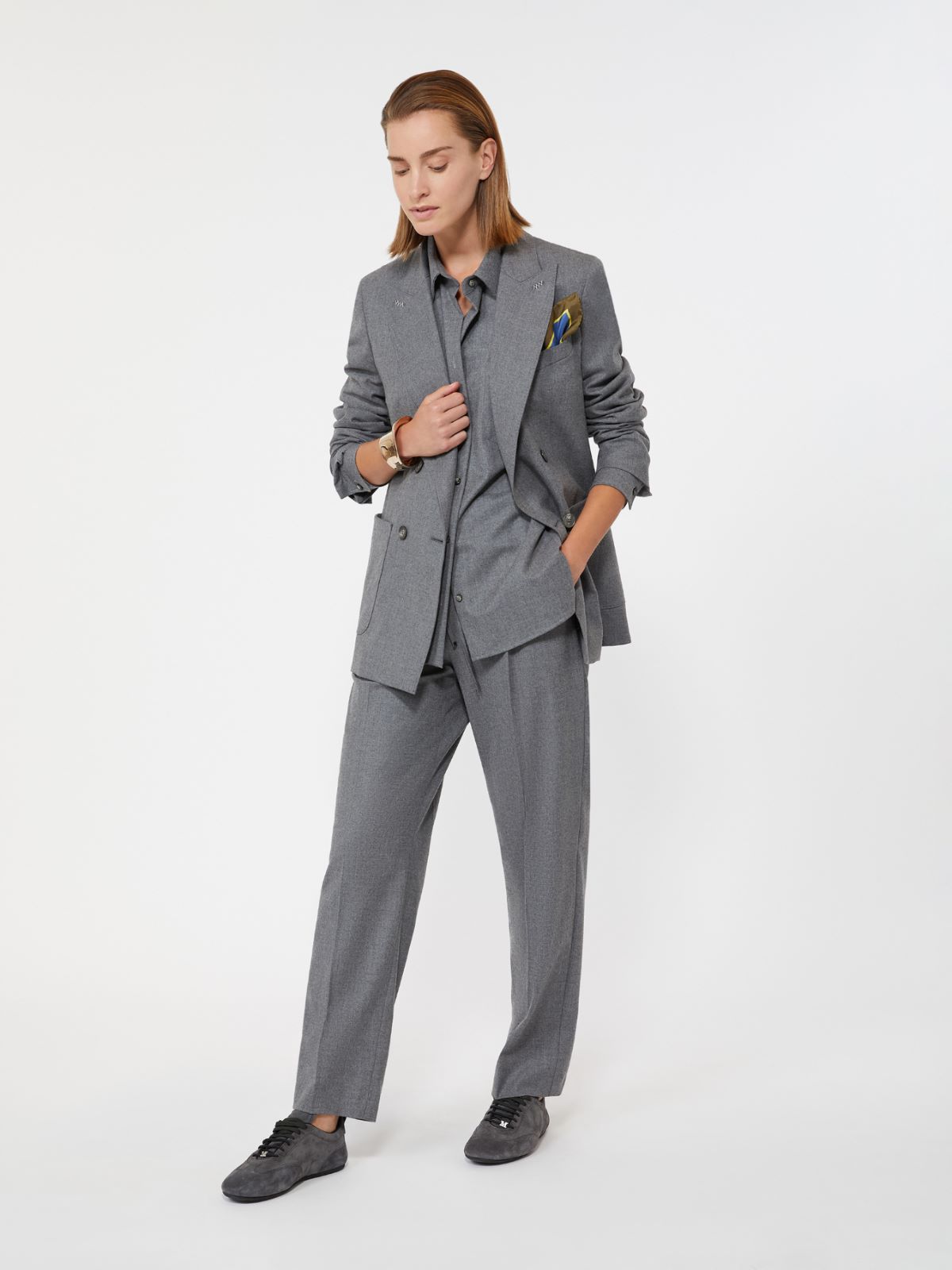 Cashmere foule blazer - MEDIUM GREY - Max Mara