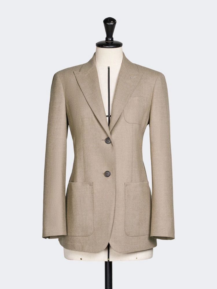Single-breasted cashmere foule blazer - TURTLEDOVE