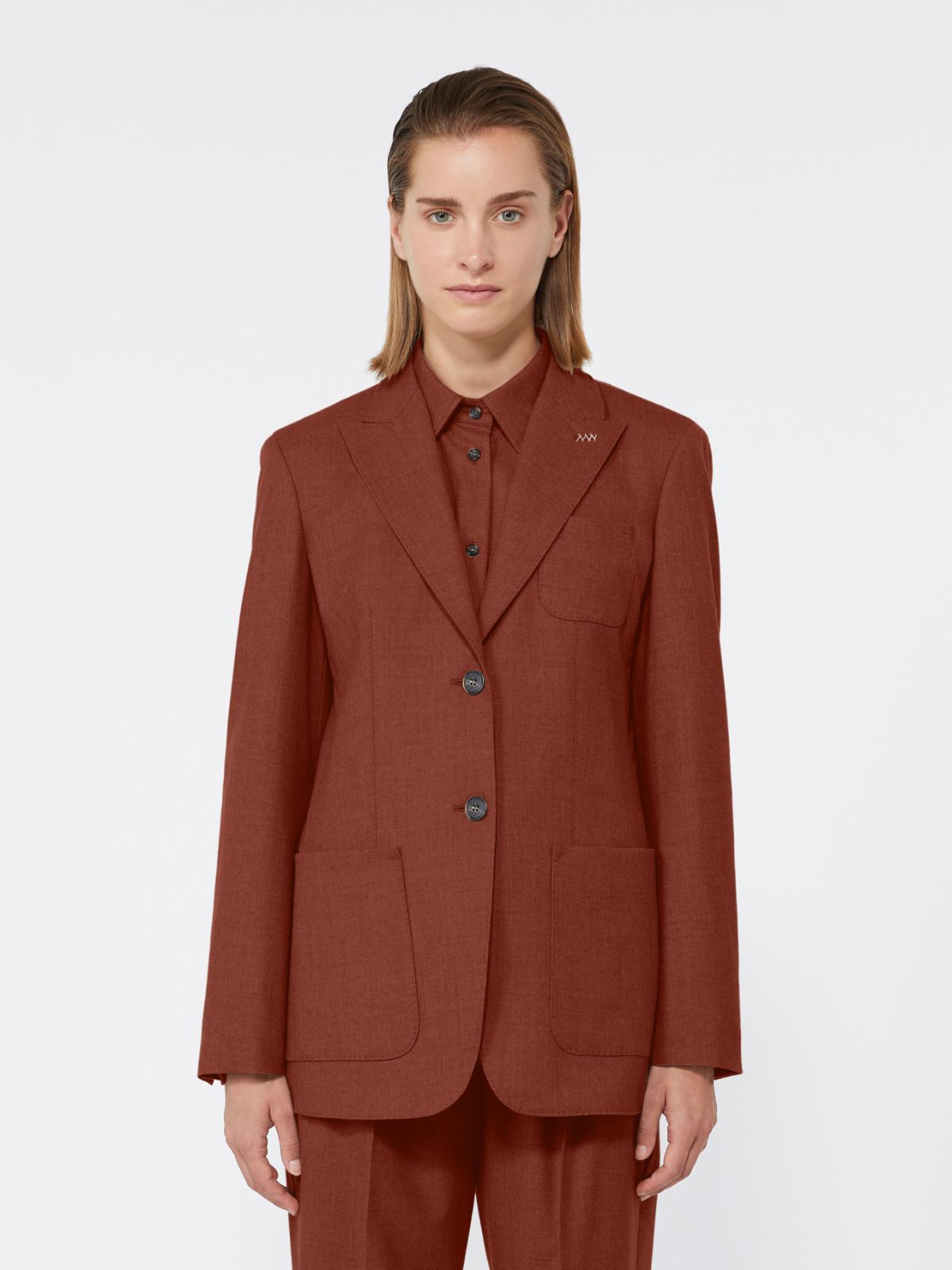Single-breasted cashmere foule blazer - BRICK RED - Max Mara - 2